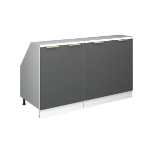 Küchenschrank für Dachschrägen R-Line Anthrazit-Gold 140 cm 2er Set Schrankkorpuss 60 cm Tiefe Vicco