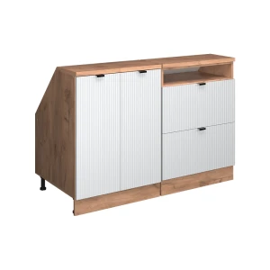Szafka kuchenna na dach skośny R-Line Białe pofałdowanie 120 cm Zestaw 2 korpusów szafy głębokość 60 cm Vicco