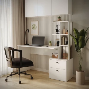 Schreibtisch Denton Weiß 136 x 55 cm livinity®