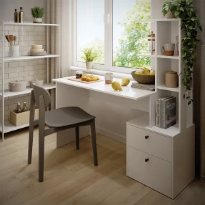 Esstisch Denton Weiß 136 x 55 cm mit 2 Schubladen livinity®