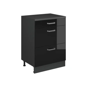 Skab til loft Rion Sort højglans 60 x 81.6 cm uden hældning med 3 skuffer Vicco
