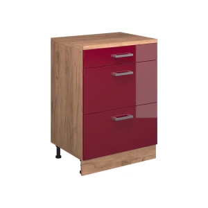 Skab til loft Rion Rød højglans 60 x 81.6 cm uden hældning med 3 skuffer Vicco
