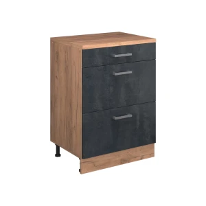 Skab til loft Rion Sort beton 60 x 81.6 cm uden hældning med 3 skuffer Vicco