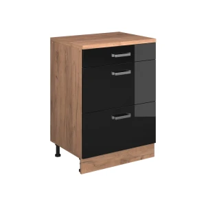 Skab til loft Rion Sort højglans 60 x 81.6 cm uden hældning med 3 skuffer Vicco
