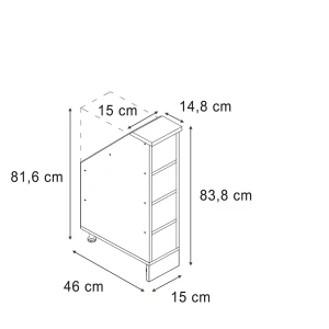 Küchenschrank für Dachschrägen R-Line Goldkraft Eiche 15 cm mit 4 Fächern Vicco