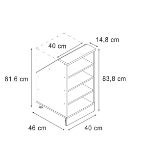 Küchenschrank für Dachschrägen R-Line Weiß 40 cm mit 4 Fächern Vicco