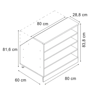 Küchenschrank für Dachschrägen R-Line Anthrazit 80 cm mit 4 Fächern, Schrankkorpus 60 cm Tiefe Vicco
