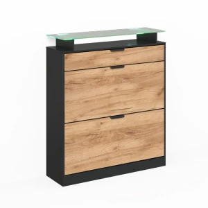 Skotipper Alex Gold power oak/Antracit 89 x 105 cm med LED-belysning Vicco