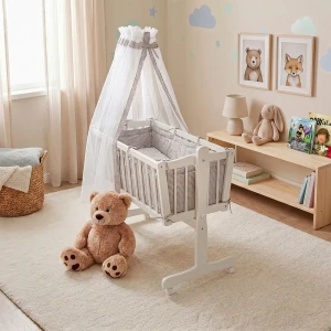 Babybett Weiß 40x90 mit Rollen livinity®