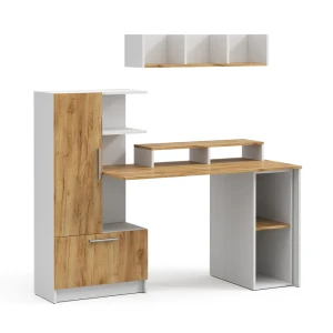 Skrivebord Tomy Hvid/Gylden eg 150 x 59 cm Sæt med 4 stk. Vicco