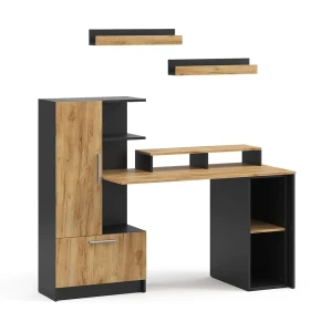 Skrivebord Tomy Antracit/Gylden eg 150 x 59 cm Sæt med 5 stk. Vicco
