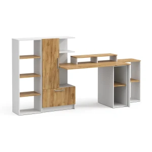 Skrivebord Tomy Hvid/Gylden eg 150 x 59 cm Sæt med 5 stk. Vicco