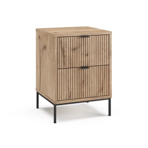Sengebord Eliza Viking Eg/Sort 40 x 55.4 cm med 2 skuffer Vicco