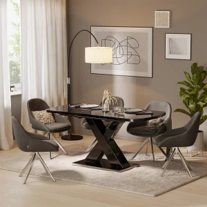 Esstisch Chinto Schwarz 120-160 x 80 cm ausziehbar livinity®