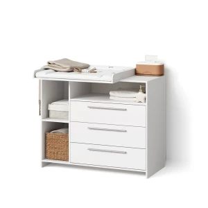 Wickelkommode Nera Weiß mit Wickelaufsatz livinity®