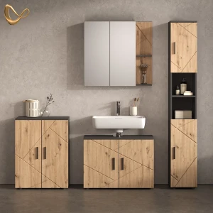 Badmöbel-Set Ronco Anthrazit/Artisan-Eiche 4-teilig livinity®