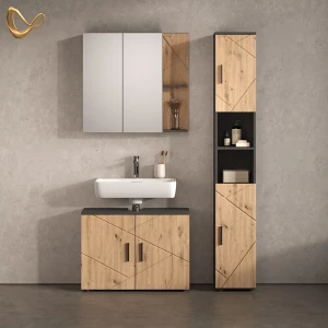 Badmöbel-Set Ronco Anthrazit/Artisan-Eiche 3-teilig livinity®