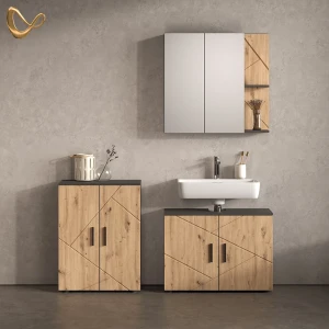 Badmöbel-Set Ronco Anthrazit/Artisan-Eiche 3-teilig livinity®