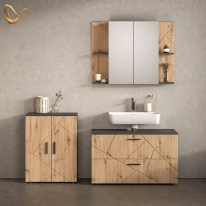 Badmöbel-Set Ronco Anthrazit/Artisan-Eiche 3-teilig livinity®
