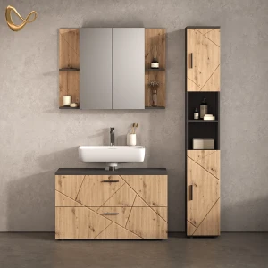 Badmöbel-Set Ronco Anthrazit/Artisan-Eiche 3-teilig livinity®