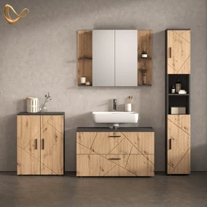 Badmöbel-Set Ronco Anthrazit/Artisan-Eiche 4-teilig livinity®