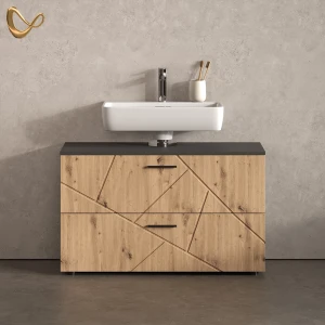 Waschbeckenunterschrank Ronco Anthrazit/Artisan-Eiche 100.1 x 60.6 cm mit 2 Schubladen livinity®