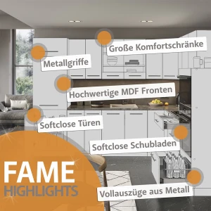 Kitchenette Fame-Line Antracite alto brilho/antracite 460 cm sem bancada Vicco