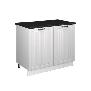 Spülenunterschrank Fame-Line Weiß Landhaus/Weiß 100 cm, AP Anthrazit Vicco