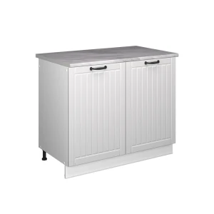 Szafka pod zlew Fame-Line Biały rustykalny/Biały 100 cm, BP Marmur Vicco
