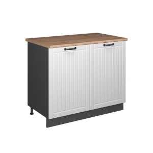 Spülenunterschrank Fame-Line Weiß Landhaus/Anthrazit 100 cm, AP Eiche Vicco