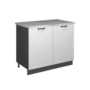 Sink base cabinet Fame-Line White country house/Anthracite 100 cm, WT Marble Vicco