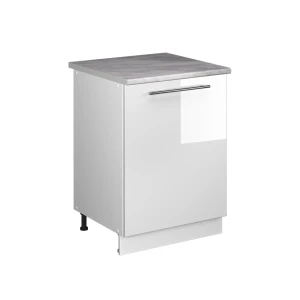 Keukenonderkast Fame-Line Wit Hoogglans/Wit 60 cm 1 deur met werkblad Vicco