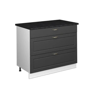 Køkkenskab Fame-Line Anthrazit-Gold Landhaus/Hvid 100 cm, BP Antracit Vicco
