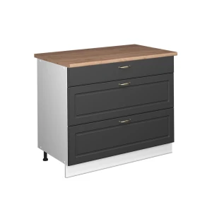 Køkkenskab Fame-Line Anthrazit-Gold Landhaus/Hvid 100 cm, BP Eg Vicco