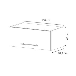 Hängeschrank Fame-Line Weiß Landhaus/Goldkraft Eiche 100 cm Vicco