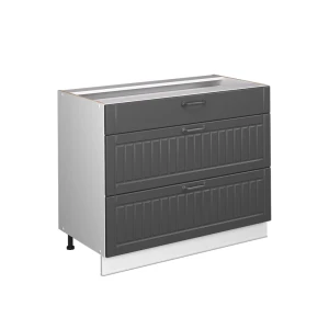 Armário baixo de cozinha Fame-Line Cinza escuro/Branco 100 cm sem bancada Vicco
