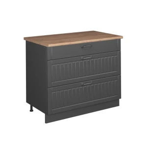 Küchenunterschrank Fame-Line Dunkelgrau/Anthrazit 100 cm, AP Eiche Vicco