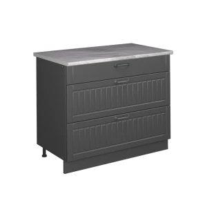 Küchenunterschrank Fame-Line Dunkelgrau/Anthrazit 100 cm, AP Marmor Vicco