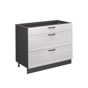 Mobiletto base per cucina Fame-Line Bianco rustico/Antracite 100 cm senza piano di lavoro Vicco