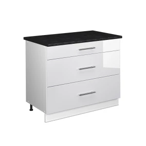 Küchenunterschrank Fame-Line Weiß Hochglanz/Weiß 100 cm, AP Anthrazit Vicco