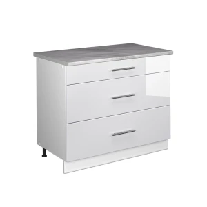 Keittiön alakaappi Fame-Line Valkoinen korkeakiilto/Valkoinen 100 cm, AP Marble Vicco