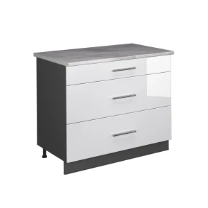 Keittiön alakaappi Fame-Line Valkoinen korkeakiilto/antrasiitti 100 cm, AP Marble Vicco