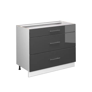 Mobiletto base per cucina Fame-Line Antracite lucido/Bianco 100 cm senza piano di lavoro Vicco