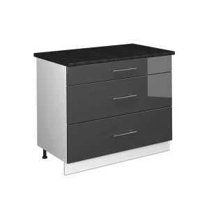 Meuble cuisine Fame-Line Anthracite Haute brillance/Blanc 100cm, PT Anthracite Vicco