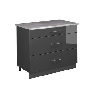 Szafka dolna Fame-Line Antracyt połysk/Antracyt 100 cm, BP Marmur Vicco