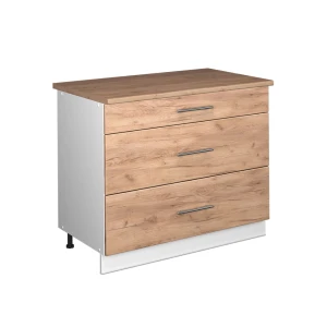 Küchenunterschrank Fame-Line Goldkraft Eiche/Weiß 100 cm, AP Eiche Vicco