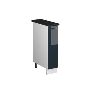 Meuble de cuisine Fame-Line Bleu foncé brillant/Blanc 20cm, PT Anthracite Vicco