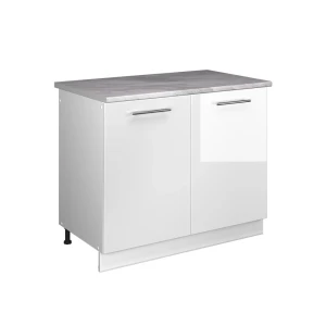 Szafka pod zlew Fame-Line Biały wysoki połysk/Biały 100 cm, BP Marmur Vicco