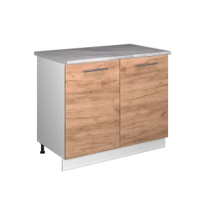 Szafka pod zlew Fame-Line Dąb goldkraft/Biały 100 cm, BP Marmur Vicco