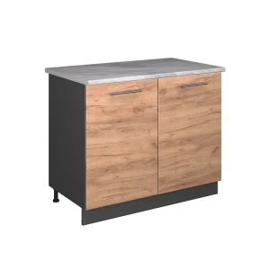 Spülenunterschrank Fame-Line Goldkraft Eiche/Anthrazit 100 cm, AP Marmor Vicco